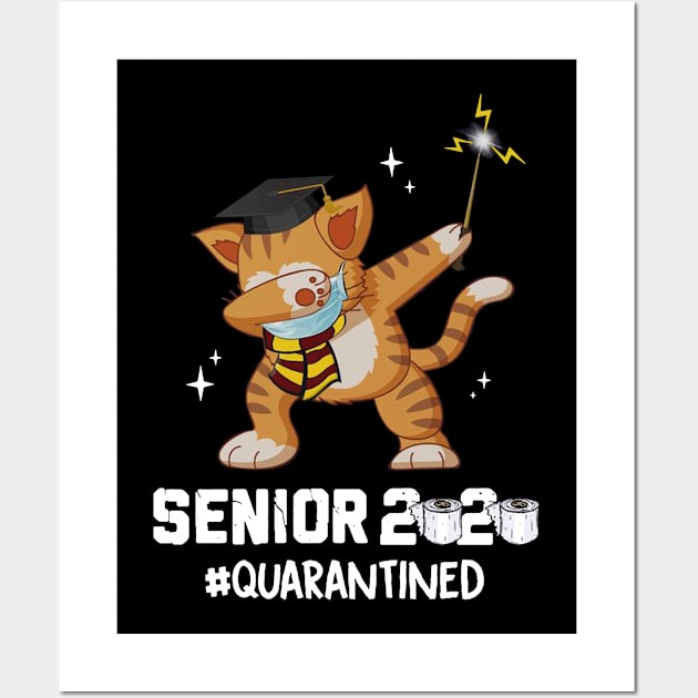 Cute Dabbing Cat Senior 2020 Quarantined Wall Art by DAN LE